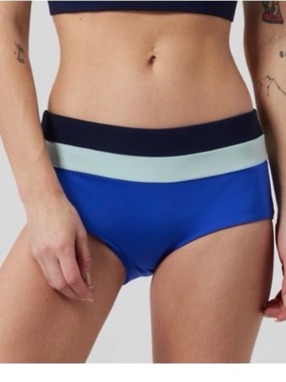 Athleta Malibu Bathing suit set w/Boy short striped bottom - Picture 2 of 10